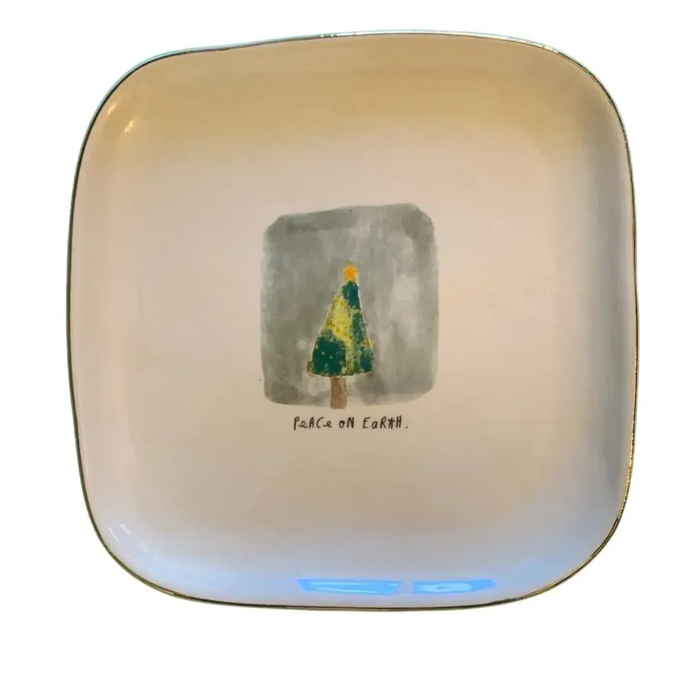 Rae Dunn Peace On Earth Christmas Holiday Plate NEW